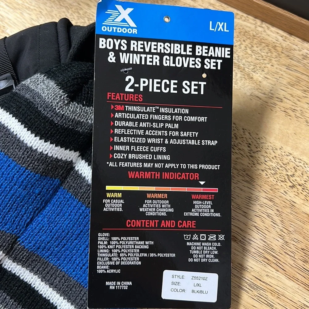 New, shipped fast- ZX Outdoor Beanie & Winter Glove Set K8